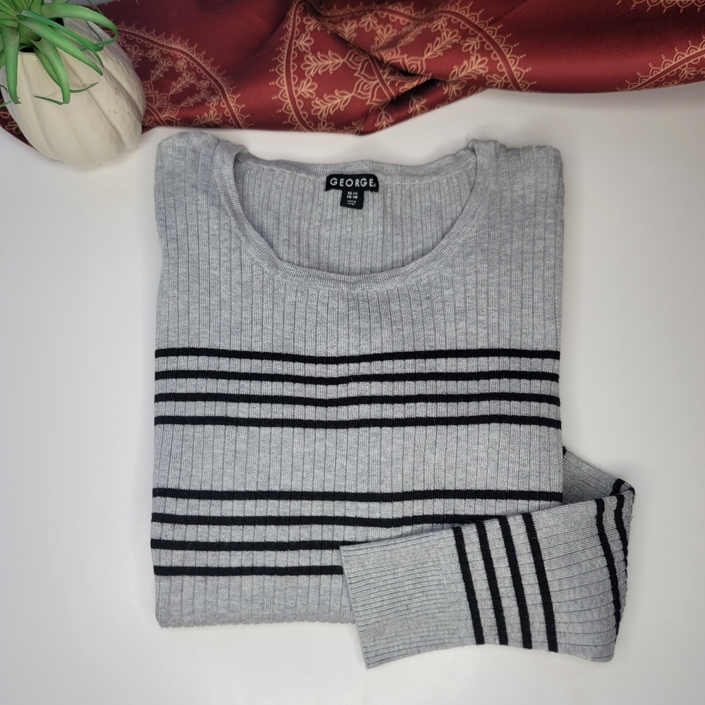 George Sweater Gray Black Stripe XL 16-18